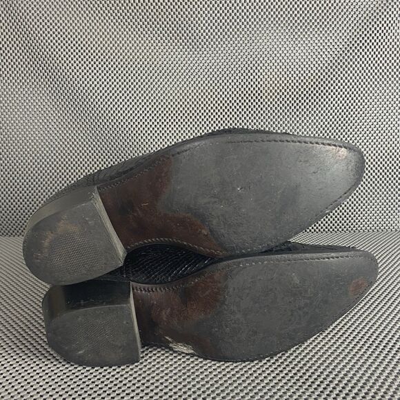 Acme Cowboy Boots Mens 11 D Black Block Heel Embroidered Western Pull On Boots - Picture 16 of 16